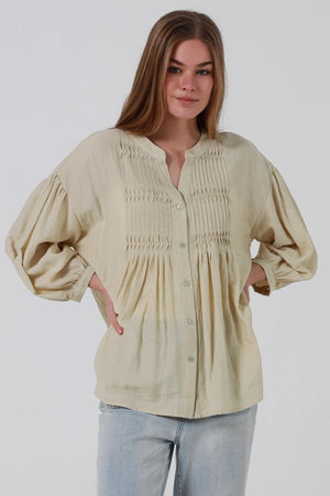 Sylvie Grandpa Collar Button Up Blouse