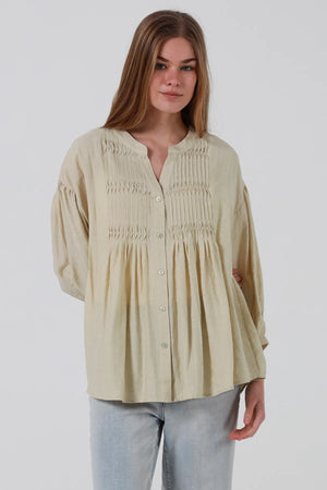 Sylvie Grandpa Collar Button Up Blouse