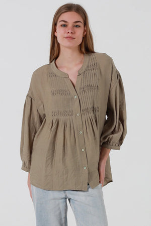 Sylvie Grandpa Collar Button Up Blouse