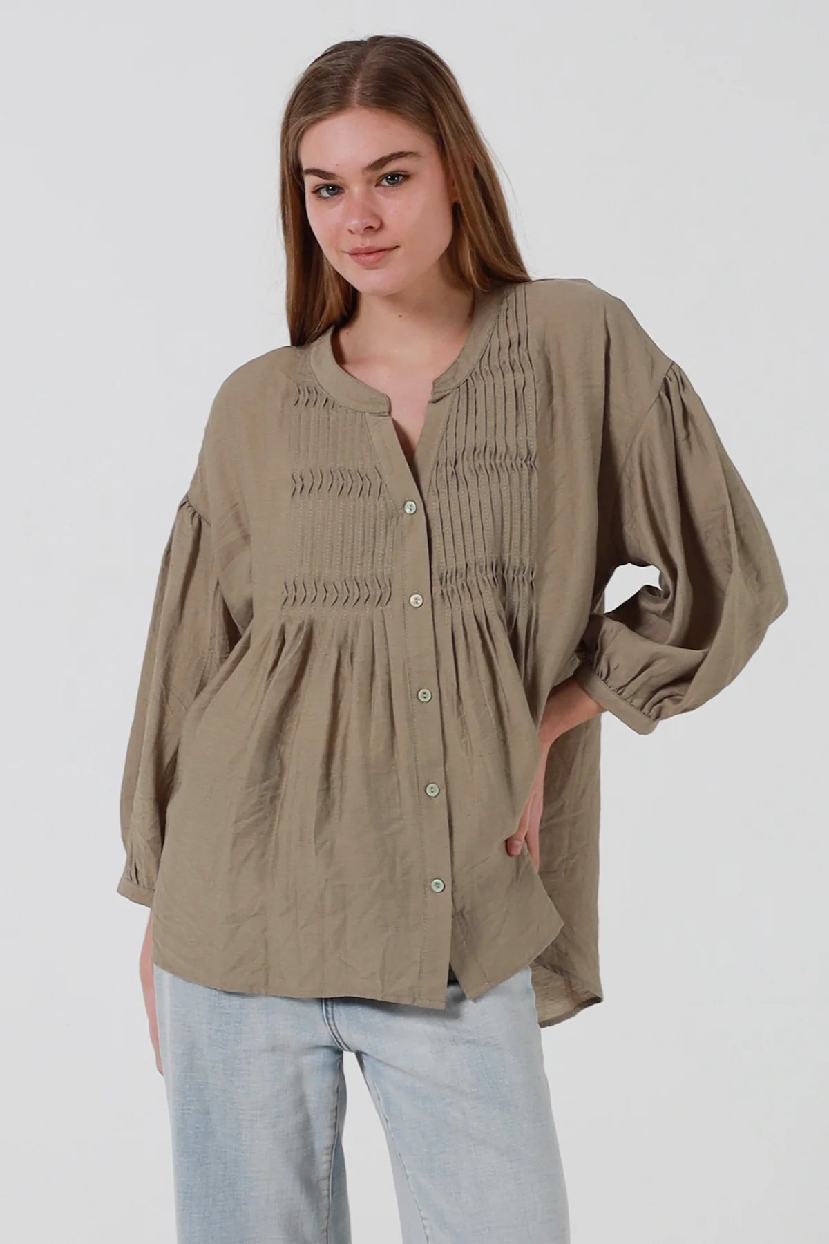 Sylvie Grandpa Collar Button Up Blouse