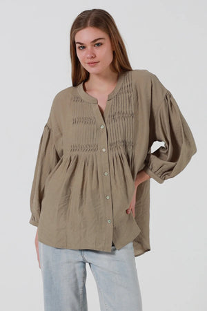 Sylvie Grandpa Collar Button Up Blouse