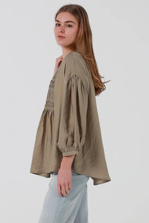 Sylvie Grandpa Collar Button Up Blouse