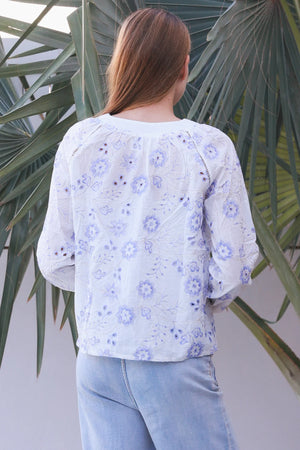 Willow Long Sleeve Embroidered Button Up Blouse