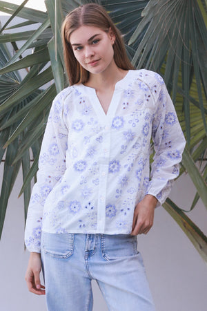 Willow Long Sleeve Embroidered Button Up Blouse