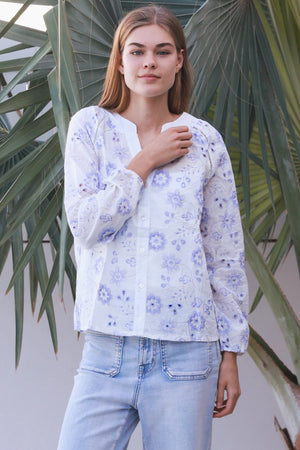 Willow Long Sleeve Embroidered Button Up Blouse