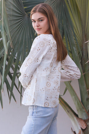 Willow Long Sleeve Embroidered Button Up Blouse