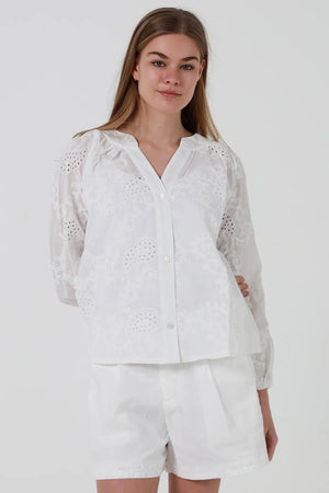 Paisley Embroidered Long Sleeve Button Up Shirt