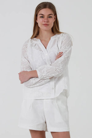 Paisley Embroidered Long Sleeve Button Up Shirt