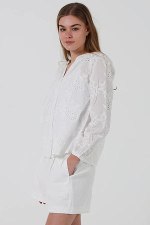 Paisley Embroidered Long Sleeve Button Up Shirt