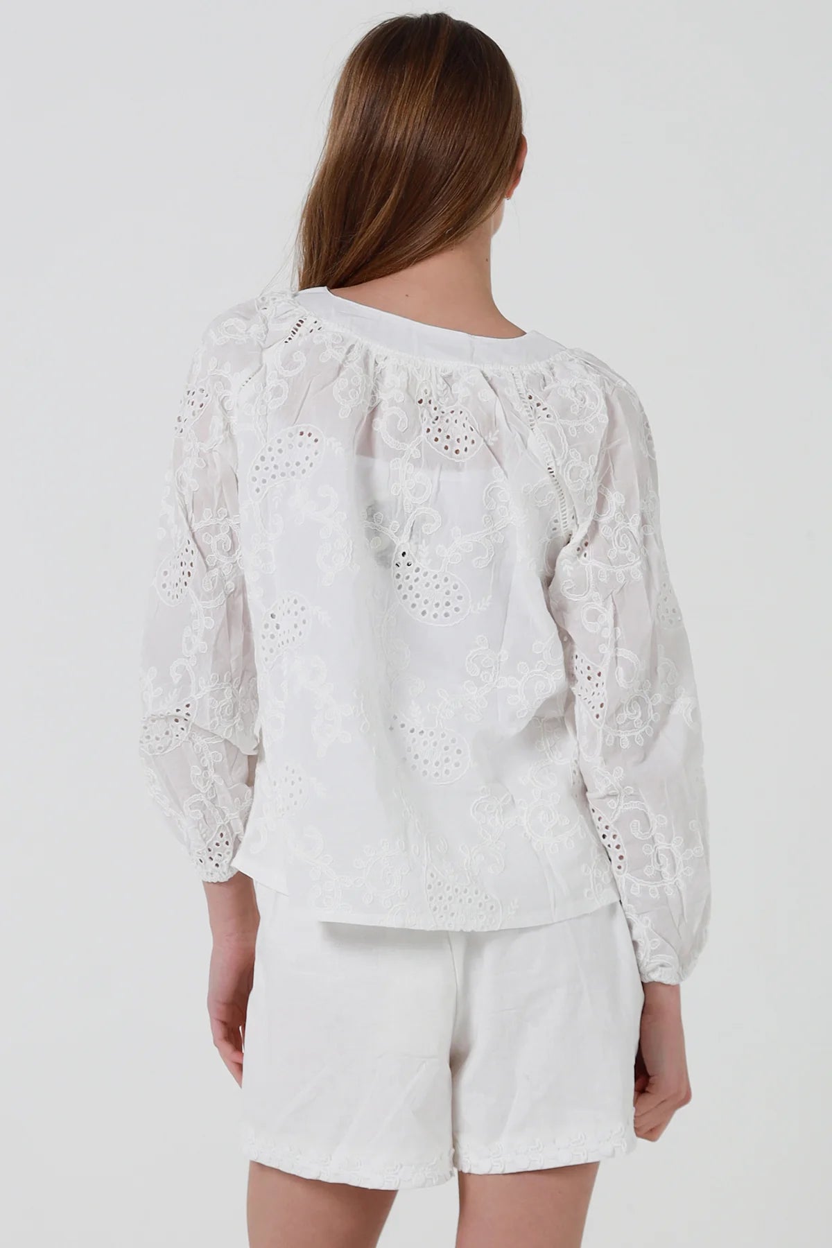 Paisley Embroidered Long Sleeve Button Up Shirt
