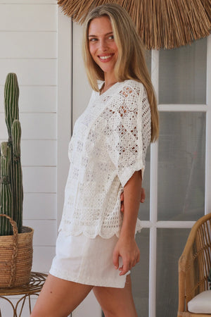 Poet Granny Square Crochet Batwing Top