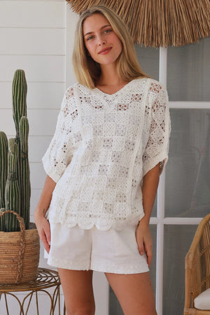Poet Granny Square Crochet Batwing Top