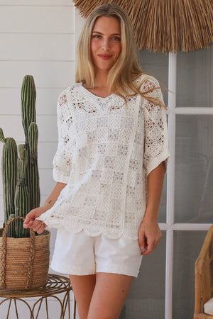 Poet Granny Square Crochet Batwing Top