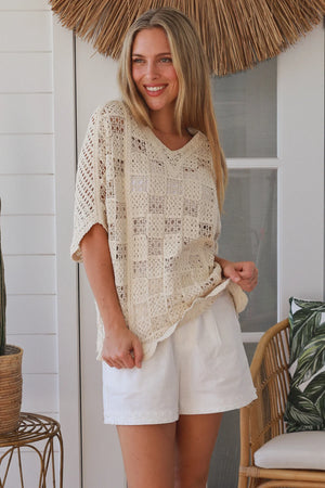 Poet Granny Square Crochet Batwing Top