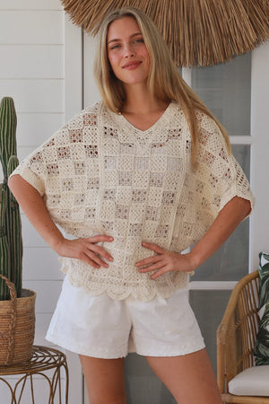 Poet Granny Square Crochet Batwing Top