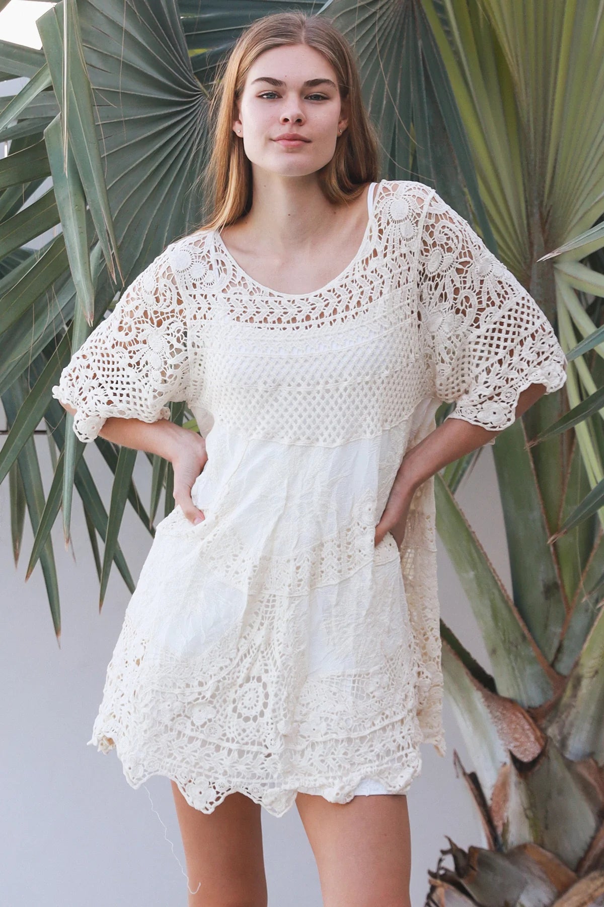 Floral Crochet Swing Top