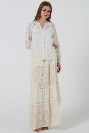 Ashlee Cotton & Lace Maxi Skirt
