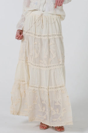 Ashlee Cotton & Lace Maxi Skirt