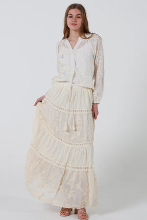 Ashlee Cotton & Lace Maxi Skirt