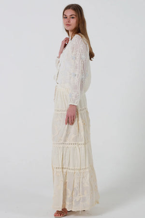 Ashlee Cotton & Lace Maxi Skirt