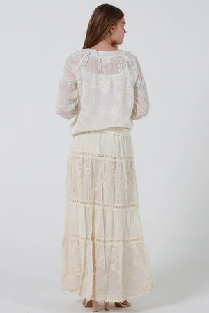 Ashlee Cotton & Lace Maxi Skirt