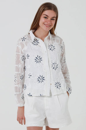 Opal Embroidered Long Sleeve Shirt