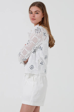 Opal Embroidered Long Sleeve Shirt