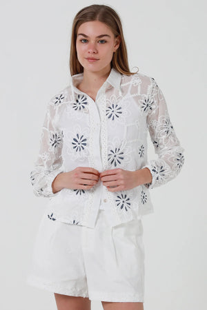 Opal Embroidered Long Sleeve Shirt