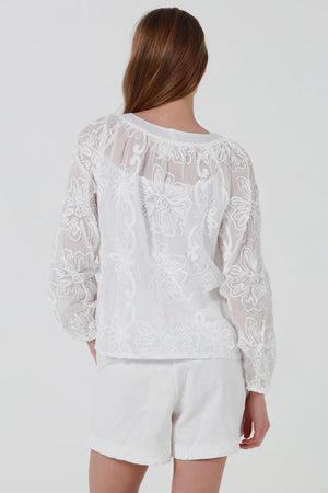Dainty Floral Embroidered Long Sleeve Shirt