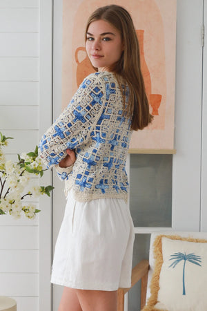 Lydia Cropped Crochet Button Up Cardigan