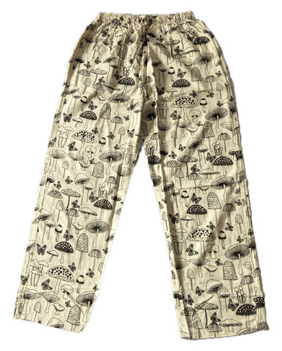 Mushroom Printed Cotton Trousers