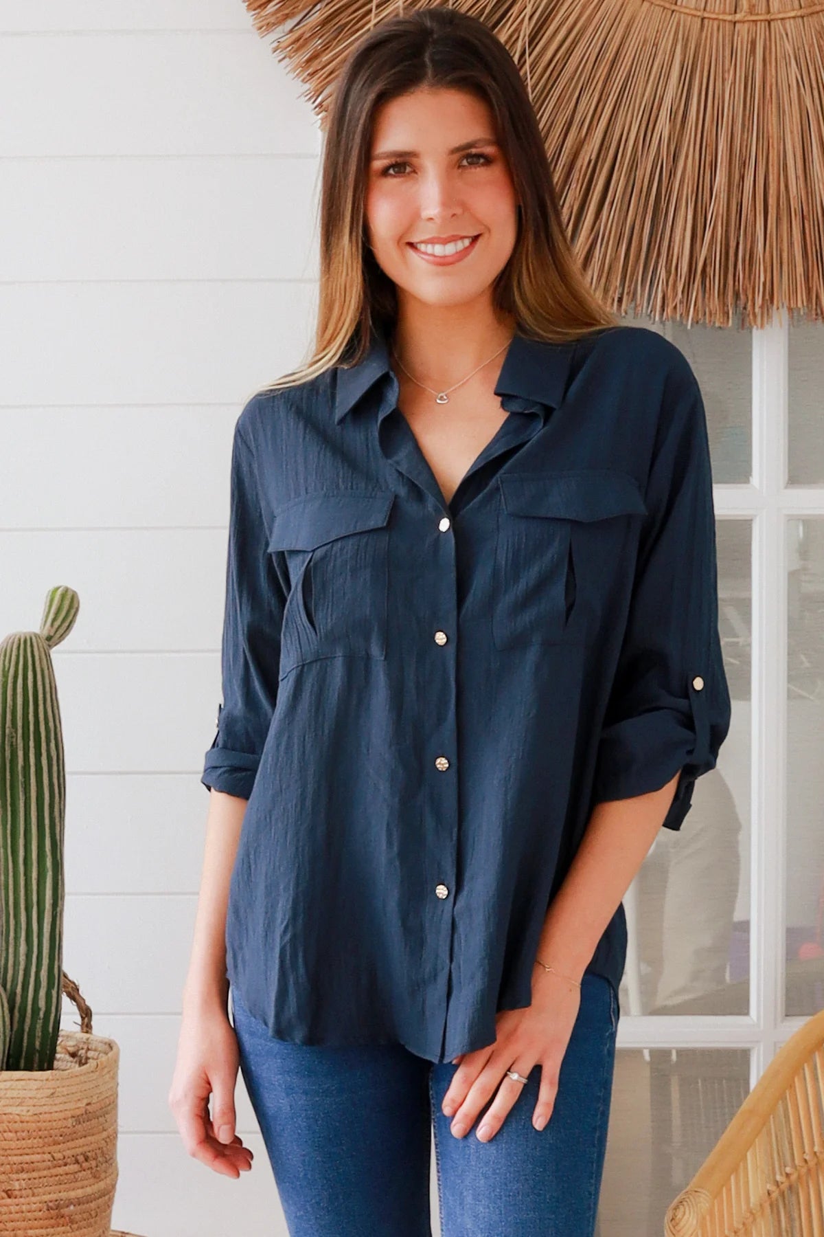 Alina Navy Top