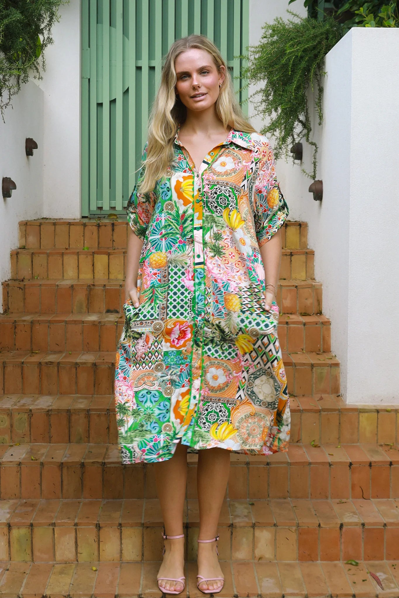 Amira Print Midi Shirt Dress