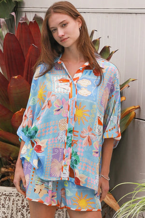 Hattie Button up Shirt & Short Set