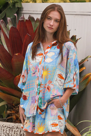 Hattie Button up Shirt & Short Set