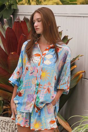 Hattie Button up Shirt & Short Set