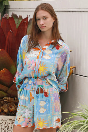 Hattie Button up Shirt & Short Set