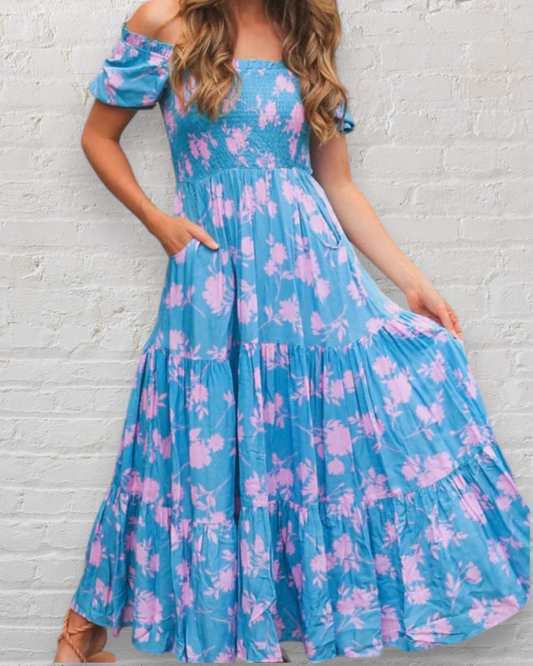Anais Shirred Maxi Dress