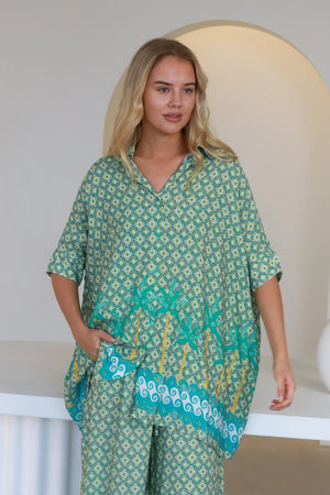 #Greta Button Up Smock Shirt