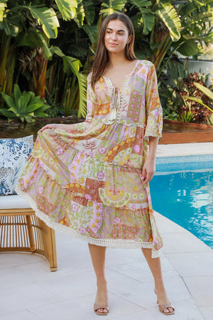 BILLIE MIDI DRESS WITH LACE