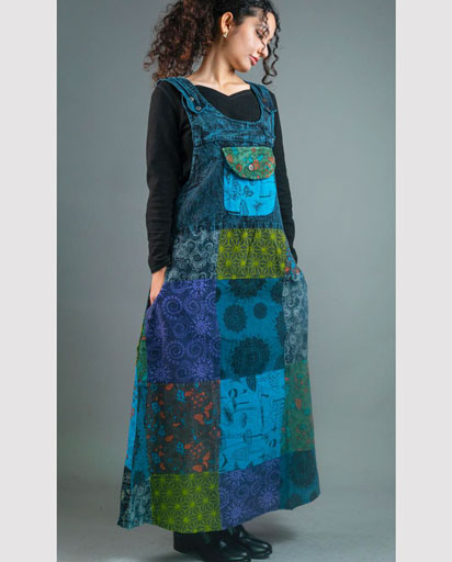 Patchwork Overall Maxi Dress