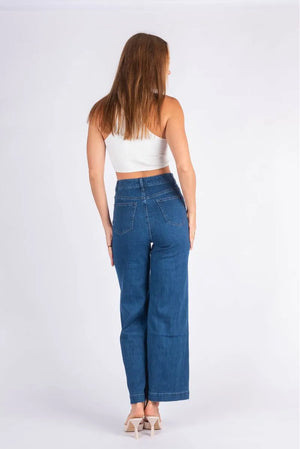 #Slice Pocket Denim Flare Jeans