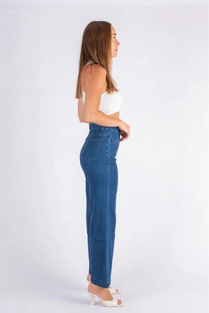 #Slice Pocket Denim Flare Jeans