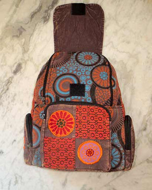 Peace Stonewashed Patch Cotton Backpack