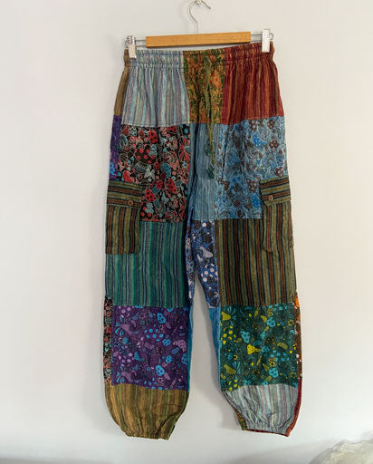 Stonewashed Mushroom Patchwork Pants