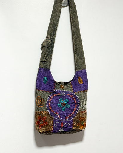 Patchwork Floral & Peace Cotton Jogi Bag