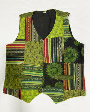 Patchwork Button Up Vest