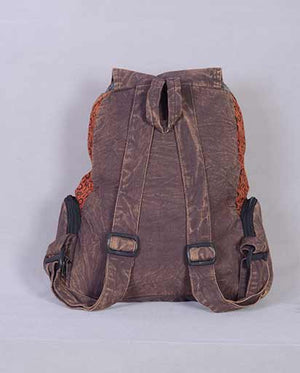 Om Sign Patchwork Cotton Backpack