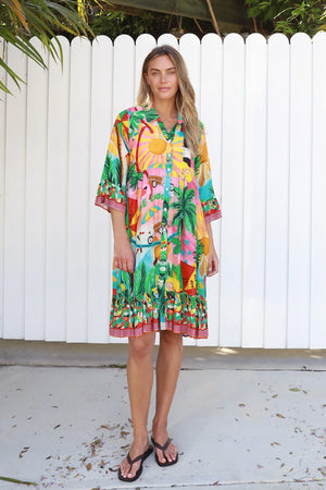 Moroccan Summer Button Up Mini Dress