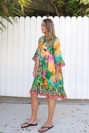 Moroccan Summer Button Up Mini Dress